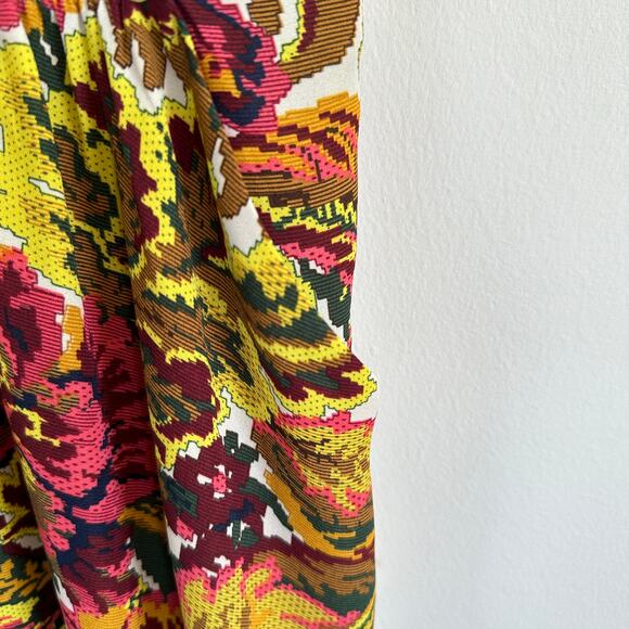 THML Womens Floral Print Button Front V-Neck Short Sleeve Flowy Dress Size M - Picture 8 of 12